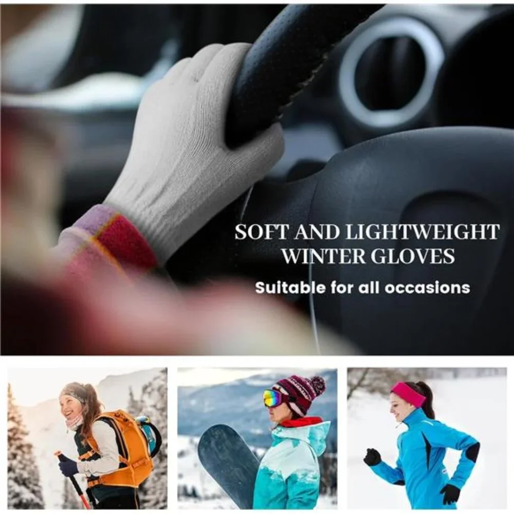 4 Pairs Winter Gloves Women Men Cold Weather Valentines